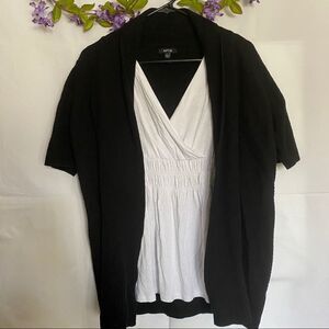 Apt 9  Black Sweater with White shirt pre-inserted